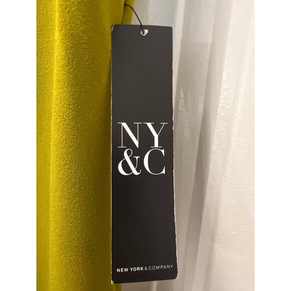 NWT NY & C Women’s Cap Sleeve Tie Neck Sheath Dress Office Career Size L Green - Picture 2 of 5